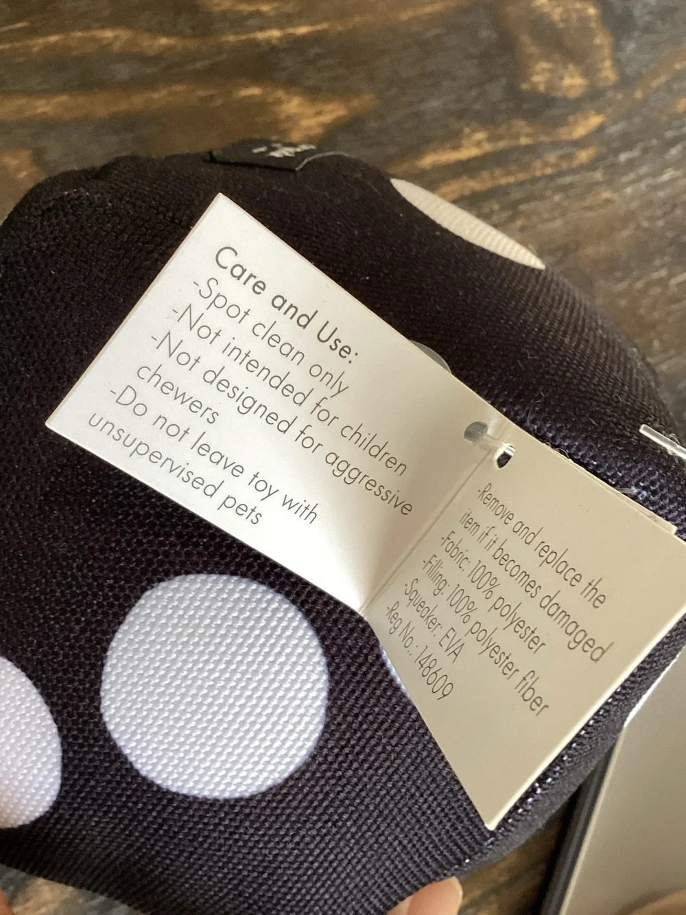 kate spade Art Dots Black and White Polka Dot Pet Chew Toy
